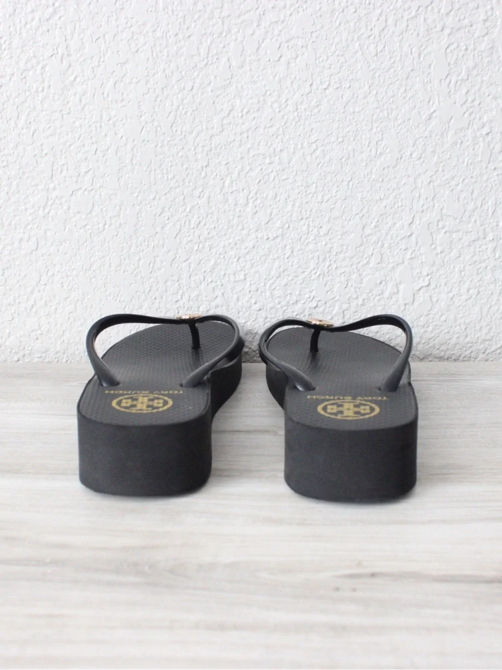 Tory Burch Black Wedge Platform Sandals